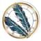 Designart Gold & Indigo Feathers III Glam Wall Clock